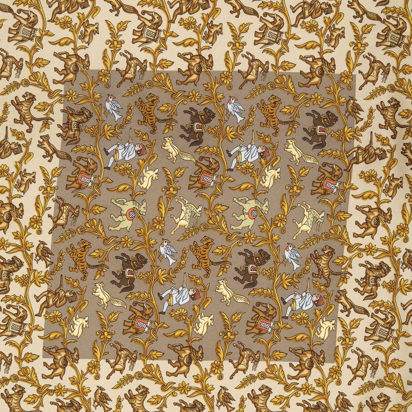 Hermes Scarf Brown Beige 100% Twillsilk — view 3