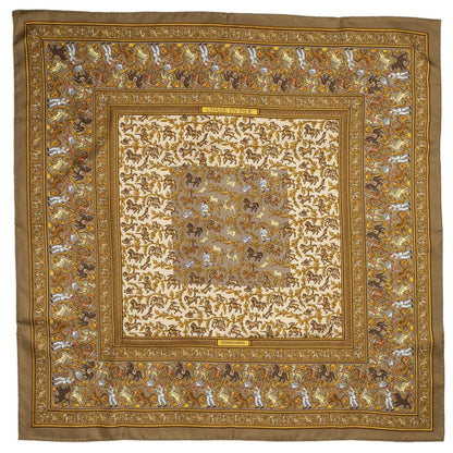 Hermes Scarf Brown Beige 100% Twillsilk — view 2