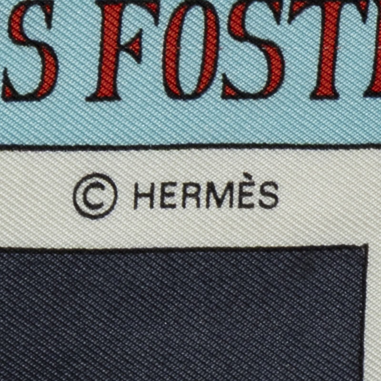 Hermes Scarf Light Blue Red Yellow 100% Twillsilk — view 4