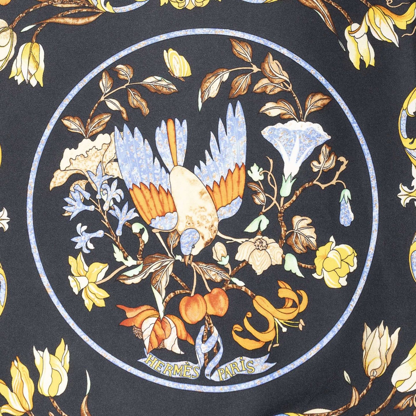 Hermes Scarf Black Lightgreen Yellow 100% Twillsilk — view 3