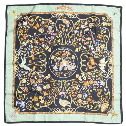 Hermes Scarf Black Lightgreen Yellow 100% Twillsilk — view 2