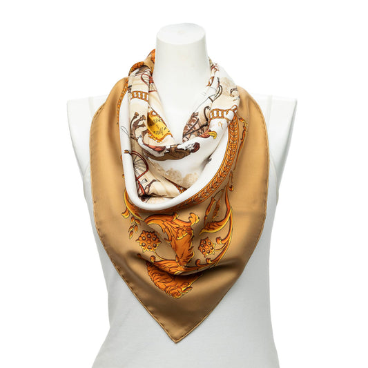 Hermes Scarf Tan Orange Twillsilk