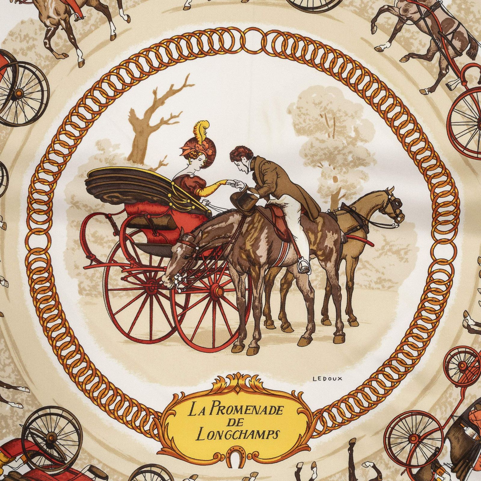Hermes Scarf Tan Orange Twillsilk — view 3