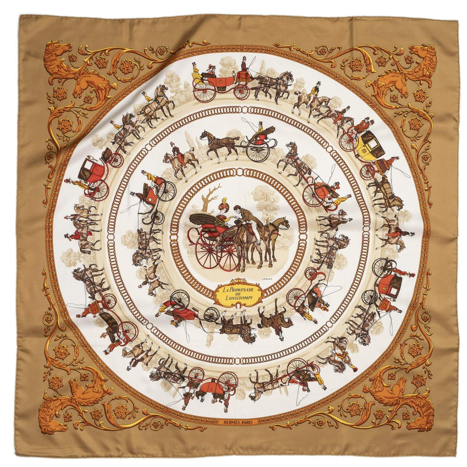 Hermes Scarf Tan Orange Twillsilk — view 2
