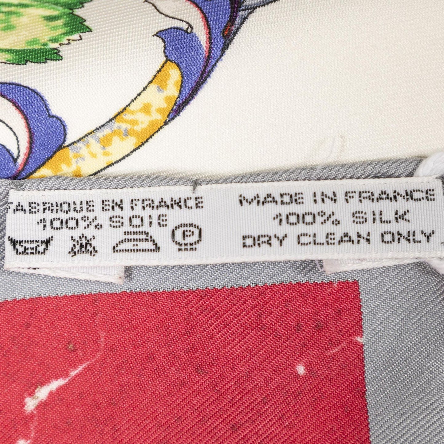 Hermes Scarf Ivory Red Gray 100% Twillsilk — view 5