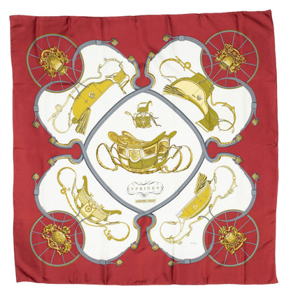 Hermes Scarf Red White Gray 100% Twillsilk — view 2