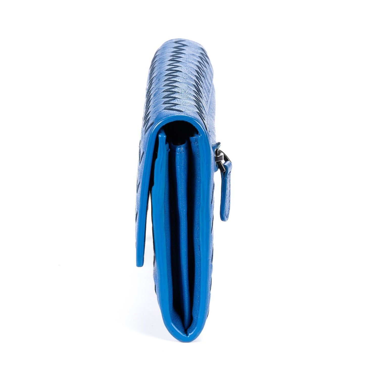 Bottega Veneta Flap Blue Intrecciato Calfskin Leathera — view 3