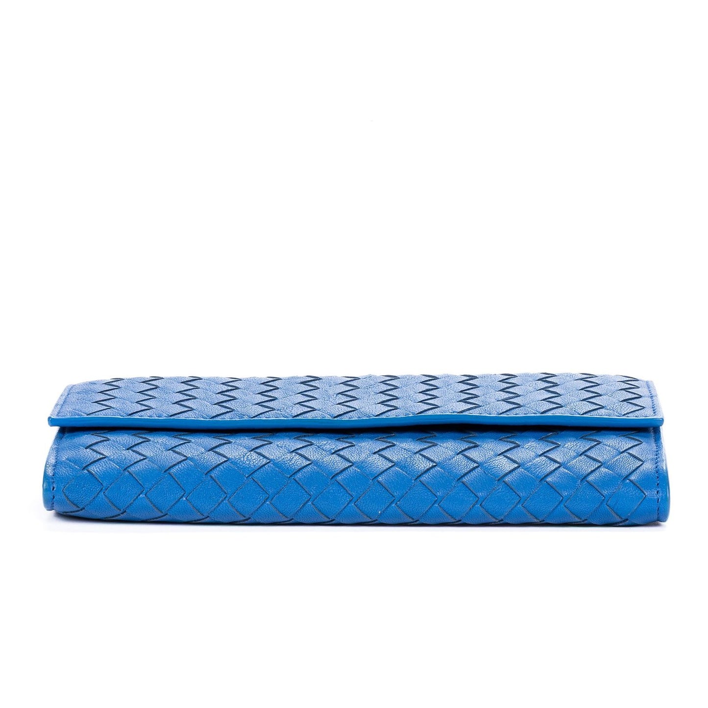 Bottega Veneta Flap Blue Intrecciato Calfskin Leathera — view 6