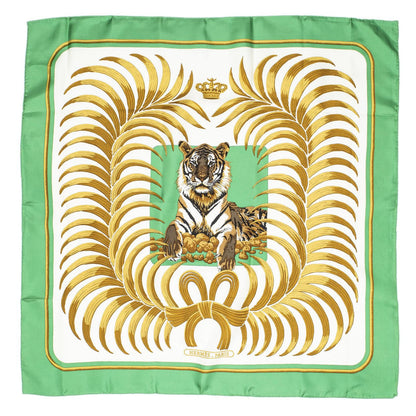 Hermes Scarf Green Gold White Silk — view 2