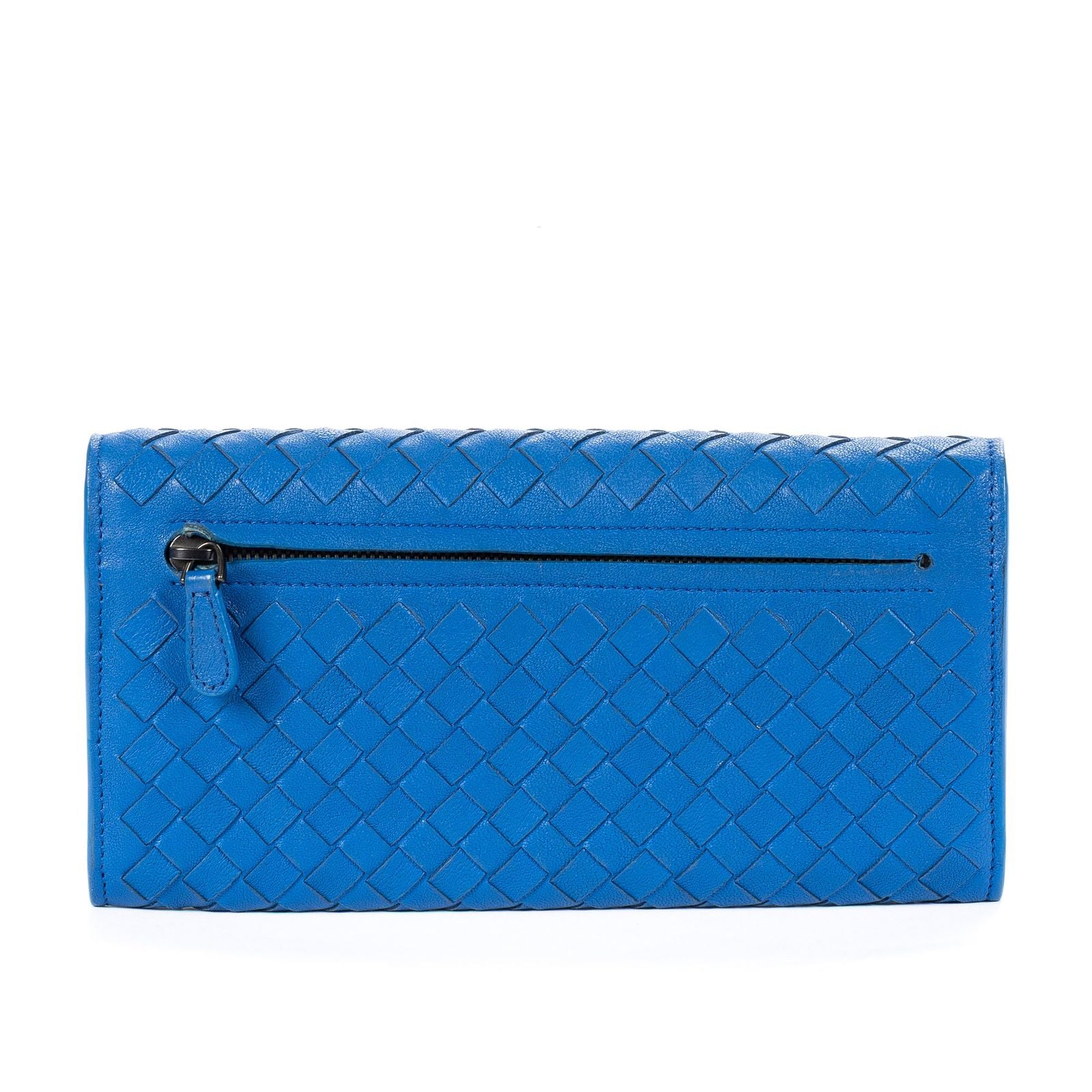 Bottega Veneta Flap Blue Intrecciato Calfskin Leathera — view 5