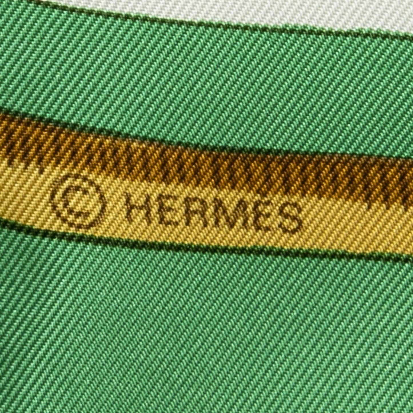 Hermes Scarf Green Gold White Silk — view 4
