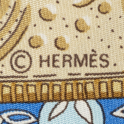 Hermes Scarf Light Blue Brown Beige 100% Twillsilk — view 4
