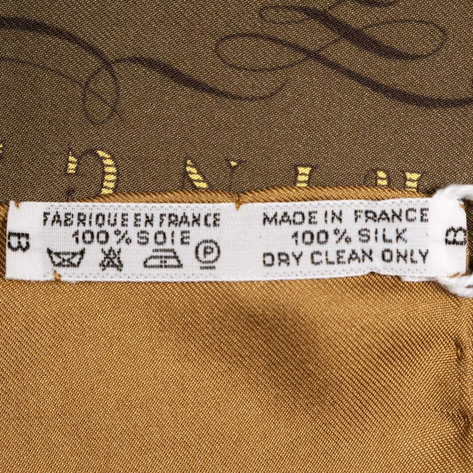 Hermes Scarf Brown Yellow Twillsilk — view 5