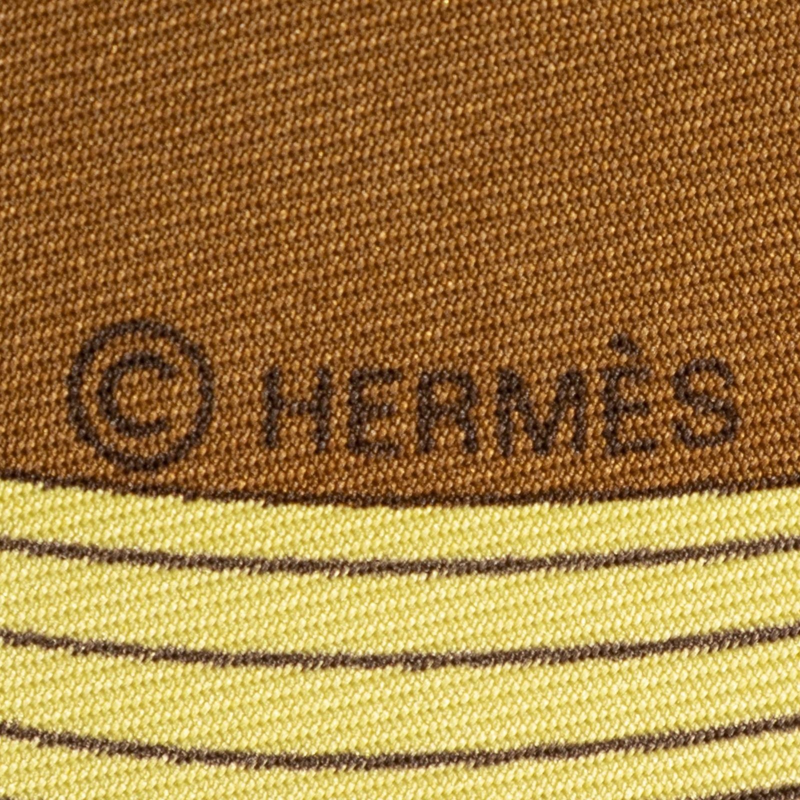 Hermes Scarf Brown Yellow Twillsilk — view 4