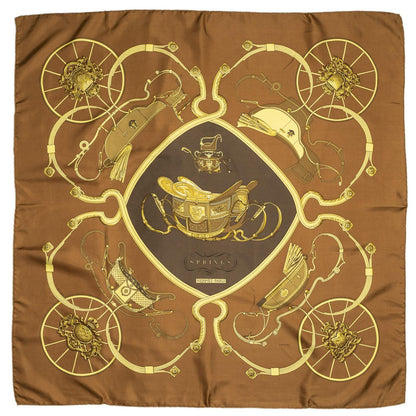 Hermes Scarf Brown Yellow Twillsilk — view 2