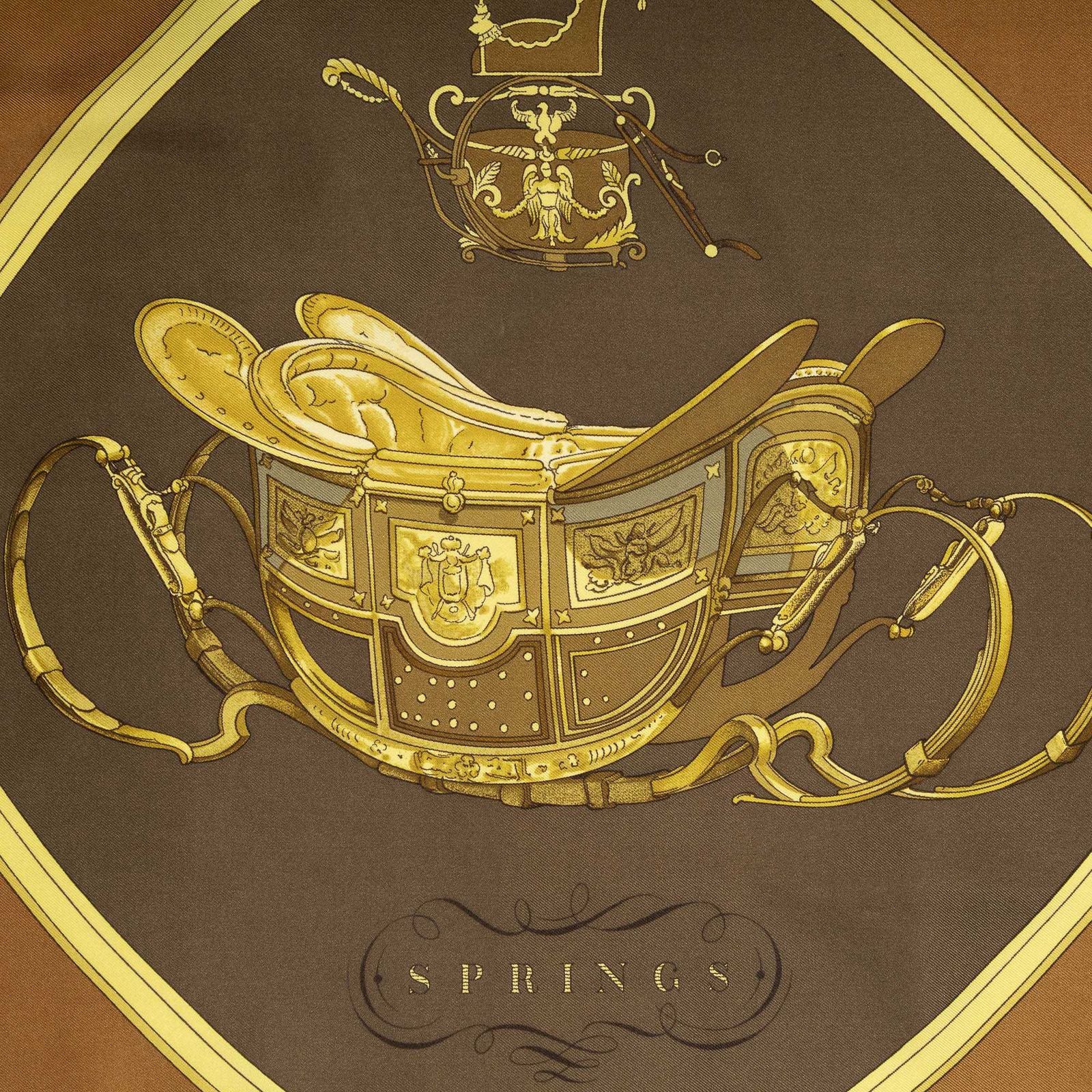 Hermes Scarf Brown Yellow Twillsilk — view 3