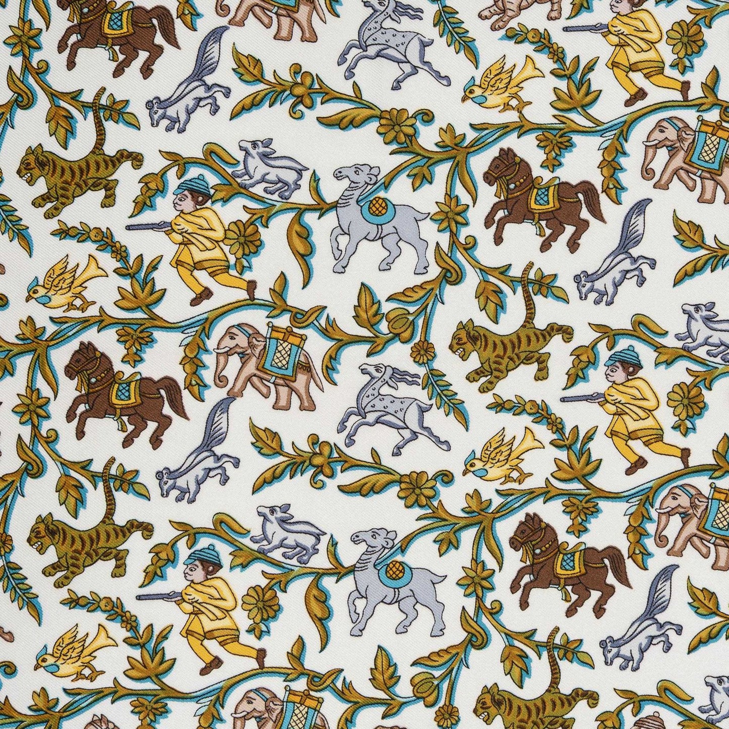 Hermes Scarf Blue Red 100% Gold Twill Silk — view 3