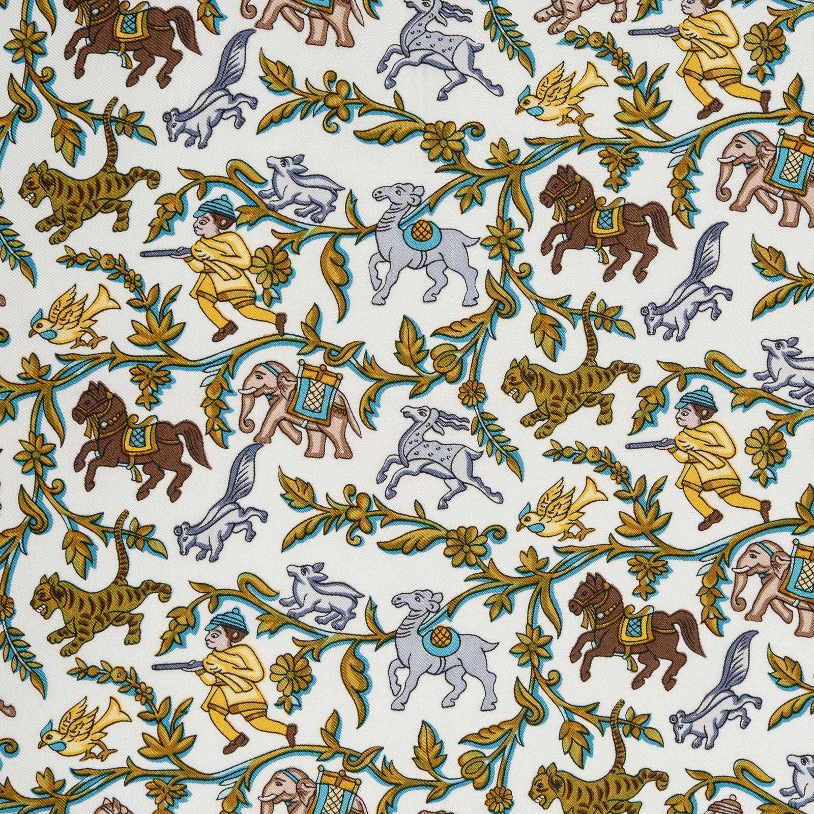 Hermes Scarf Blue Red 100% Gold Twill Silk — view 3