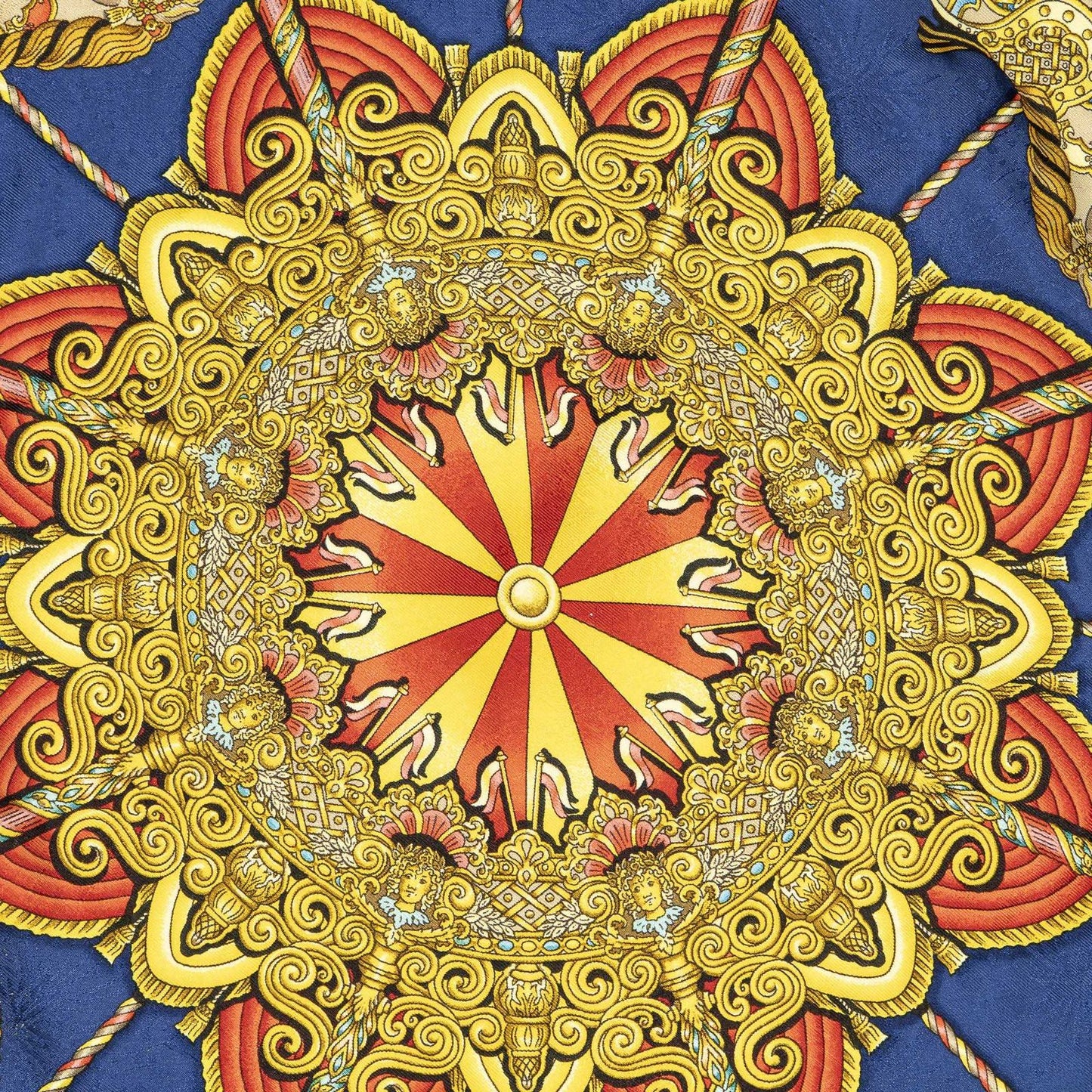 Hermes Scarf Navy Gold Red 100% Jacquardsilk — view 3