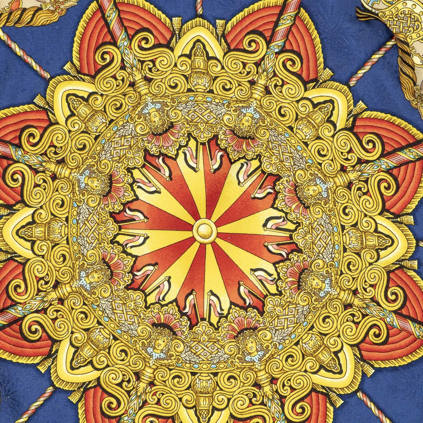 Hermes Scarf Navy Gold Red 100% Jacquardsilk — view 3