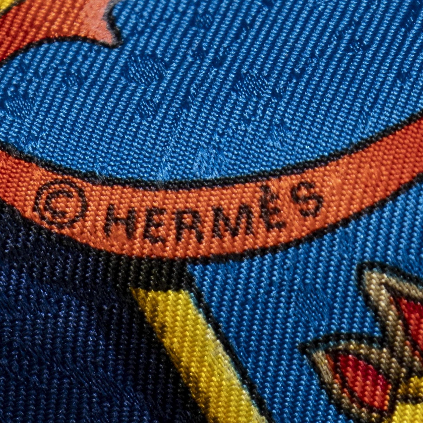 Hermes Scarf Navy Gold Red 100% Jacquardsilk — view 4