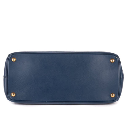 Prada Largedouble Zip Galleria Tote Navy Saffiano Leather — view 6
