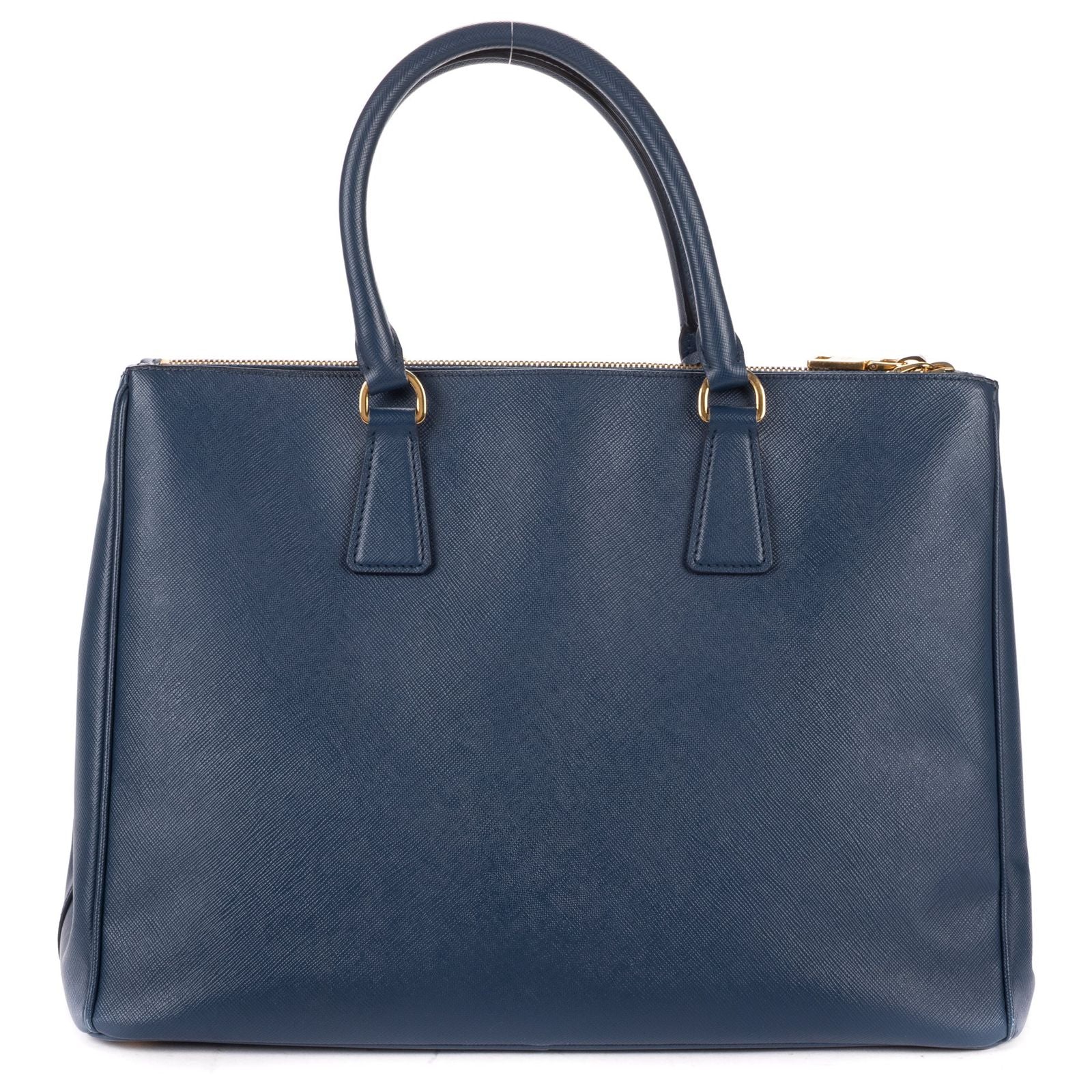Prada Largedouble Zip Galleria Tote Navy Saffiano Leather — view 5