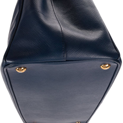 Prada Largedouble Zip Galleria Tote Navy Saffiano Leather — view 7