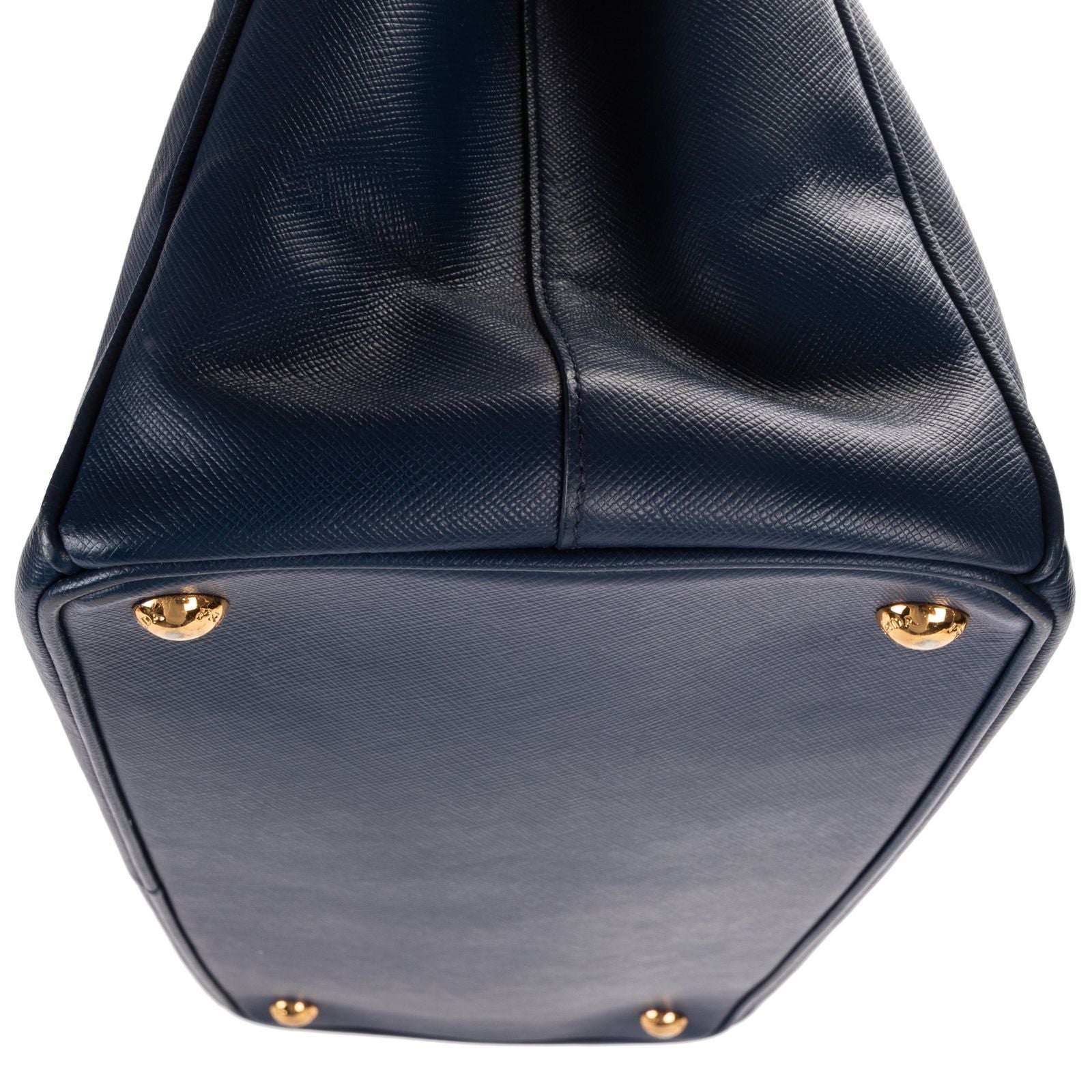 Prada Largedouble Zip Galleria Tote Navy Saffiano Leather — view 8