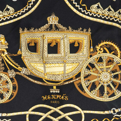 Hermes Scarf Black Yellow 100% Twillsilk — view 3