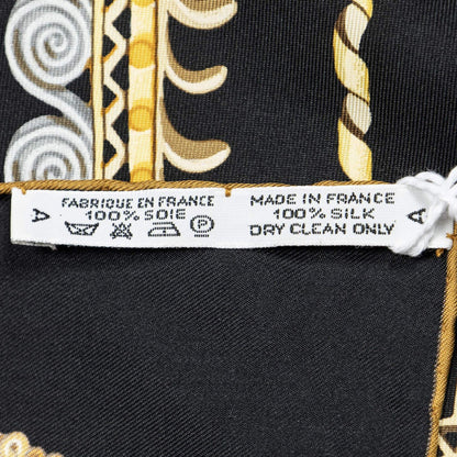 Hermes Scarf Black Yellow 100% Twillsilk — view 5