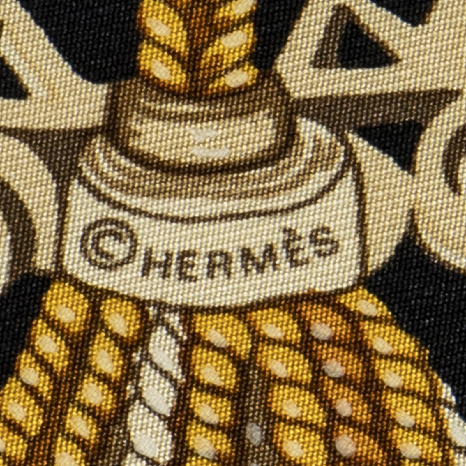 Hermes Scarf Black Yellow 100% Twillsilk — view 4