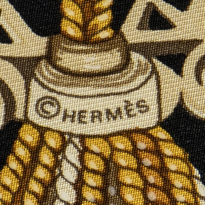 Hermes Scarf Black Yellow 100% Twillsilk — view 4