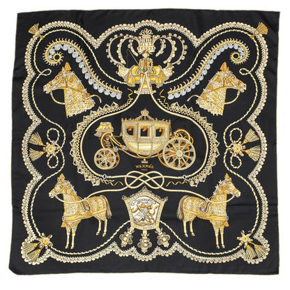 Hermes Scarf Black Yellow 100% Twillsilk — view 2