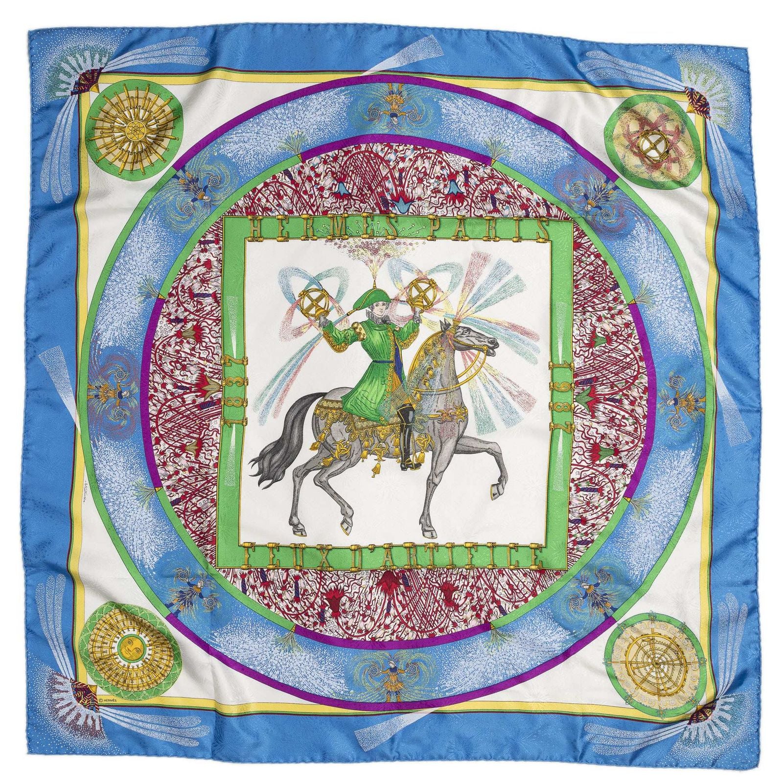 Hermes Scarf Blue Green Jacquardsilk — view 2