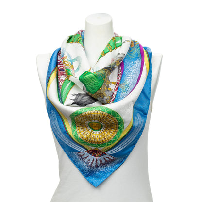 Hermes Scarf Blue Green Jacquardsilk