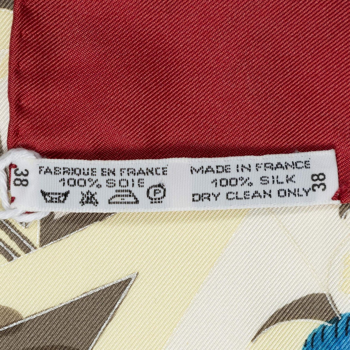 Hermes Scarf Red Blue 100% Gold Twill Silk — view 5