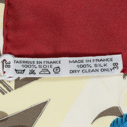 Hermes Scarf Red Blue 100% Gold Twill Silk — view 5