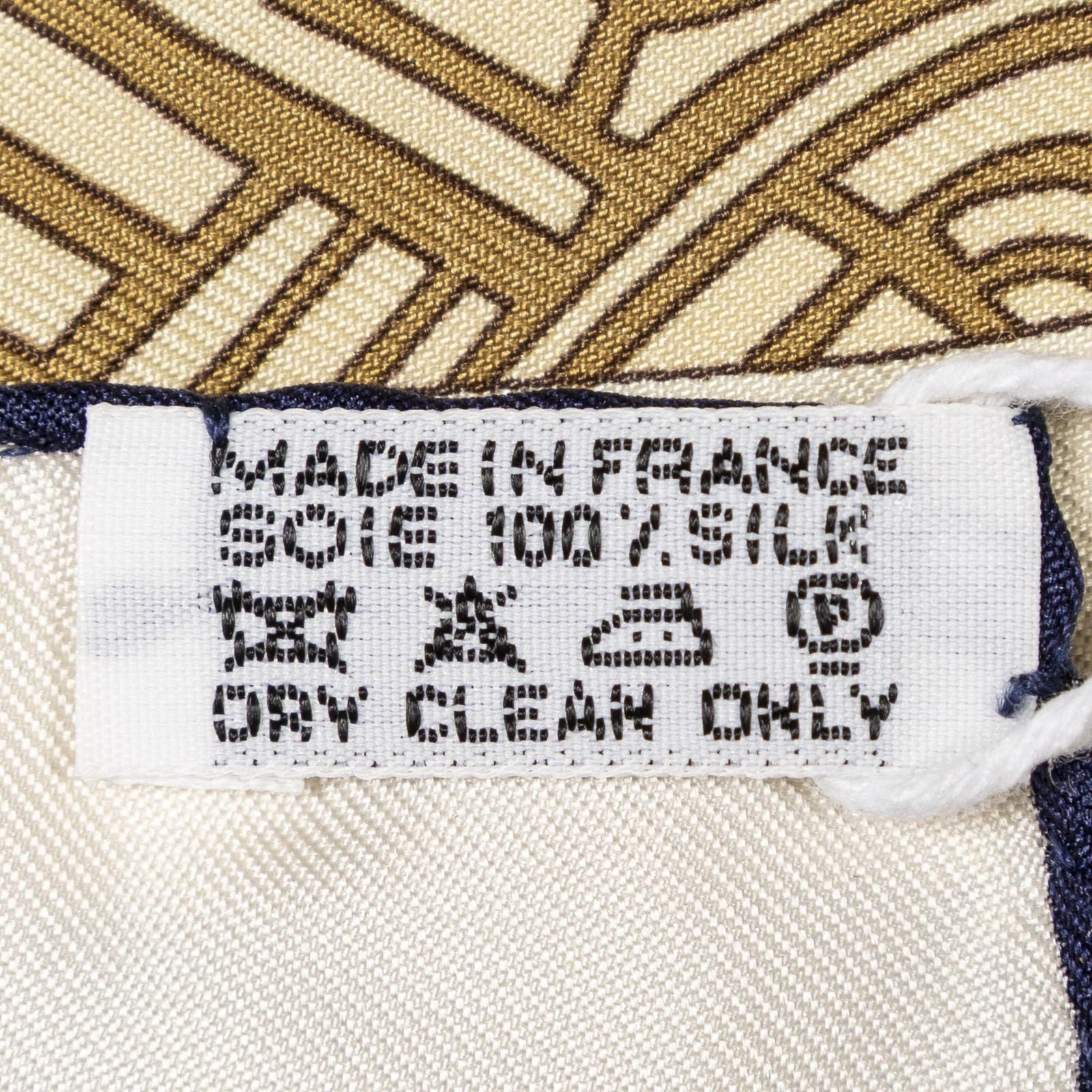 Hermes Scarf Ivory Blue Brown 100% Twillsilk — view 5