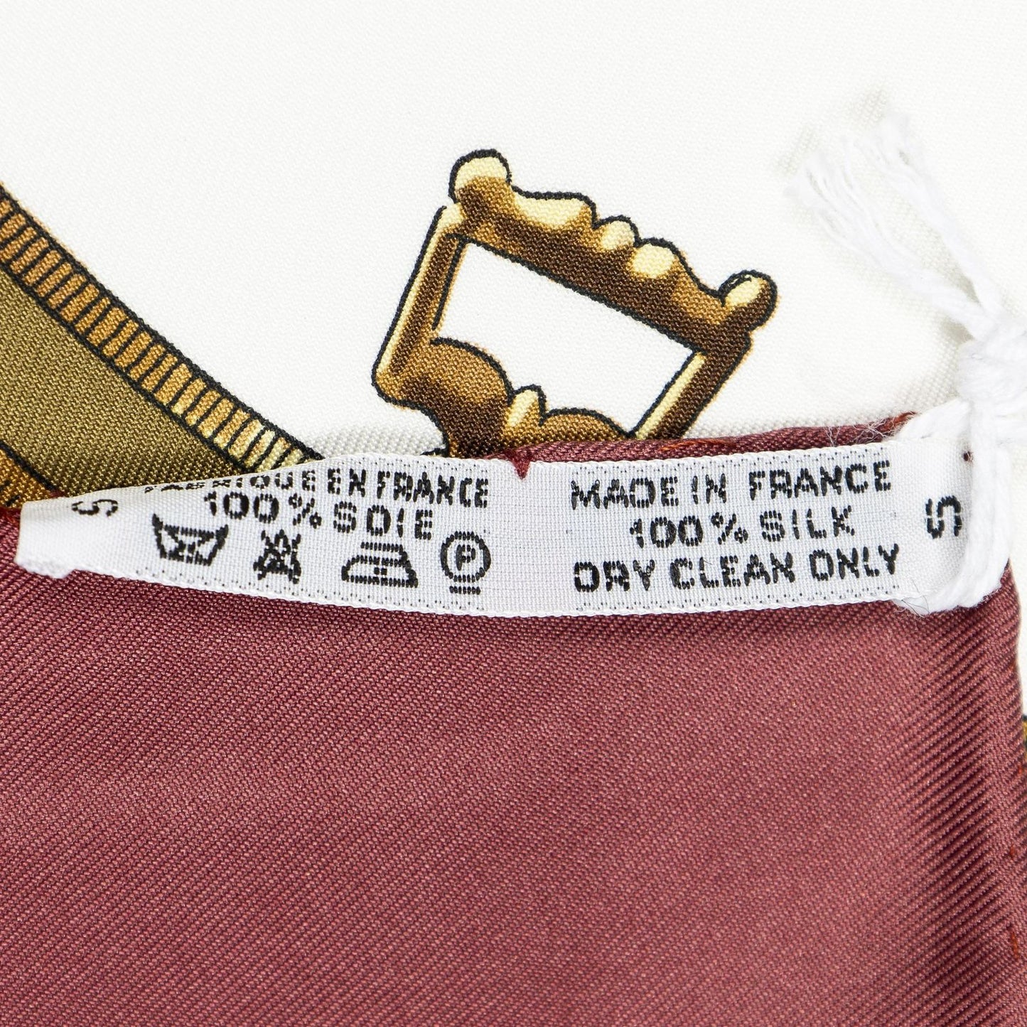 Hermes Scarf White Brown 100% Twillsilk — view 5