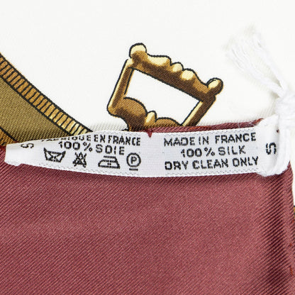 Hermes Scarf White Brown 100% Twillsilk — view 5