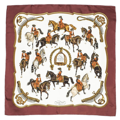 Hermes Scarf White Brown 100% Twillsilk — view 2