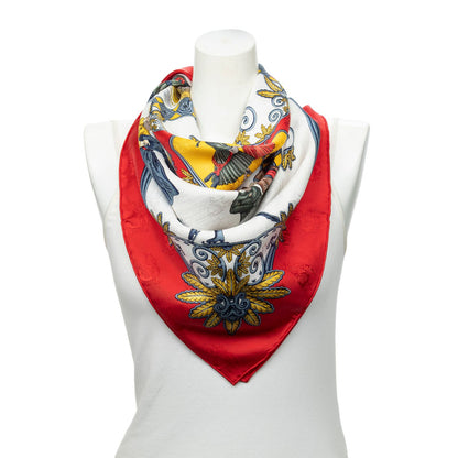 Hermes Scarf Red Blue White 100% Jacquardsilk