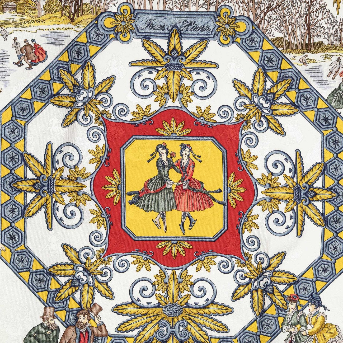 Hermes Scarf Red Blue White 100% Jacquardsilk — view 3