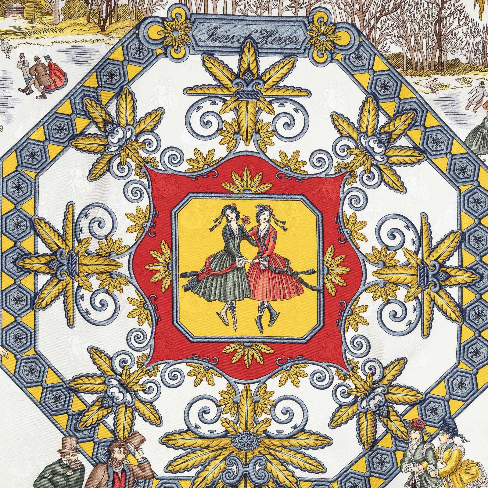 Hermes Scarf Red Blue White 100% Jacquardsilk — view 3
