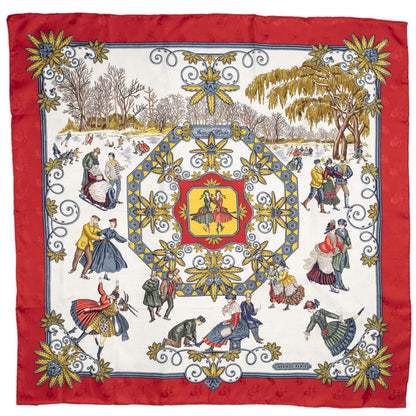 Hermes Scarf Red Blue White 100% Jacquardsilk — view 2