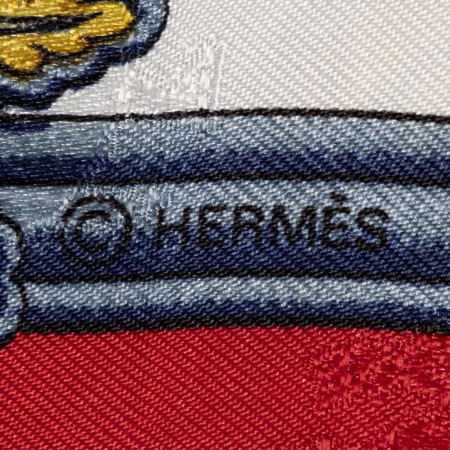 Hermes Scarf Red Blue White 100% Jacquardsilk — view 4