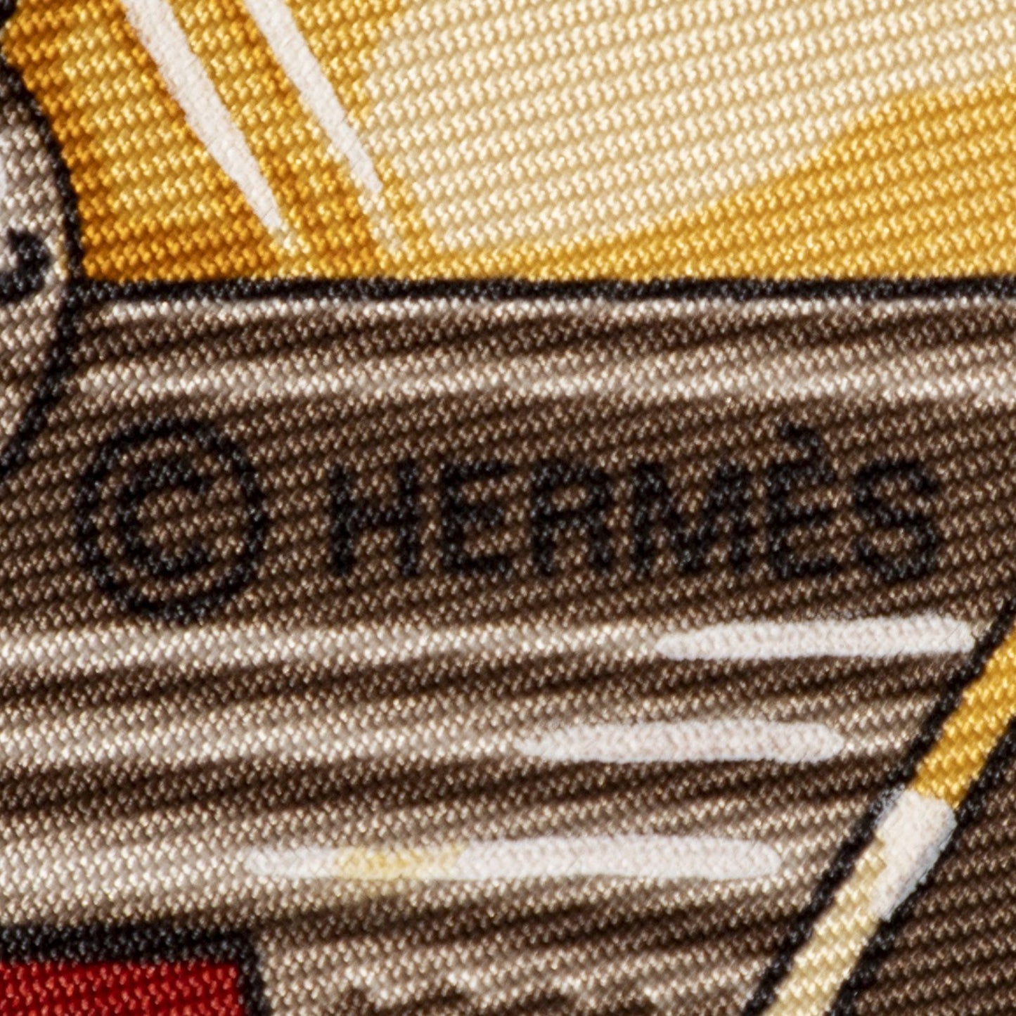Hermes Scarf Red Beige Gray 100% Twillsilk — view 4