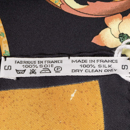 Hermes Scarf Black Orange Green 100% Twillsilk — view 5