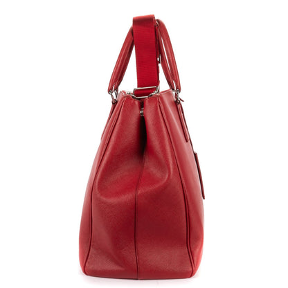 Prada Largedouble Zip Galleria Tote Red Saffiano Leather — view 4